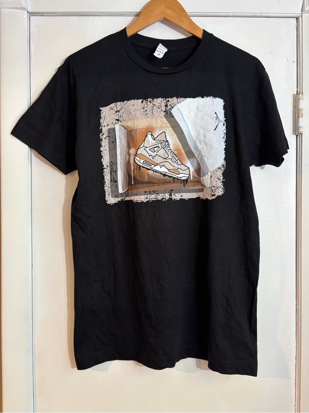 Black Graphic T-Shirt with Sneaker Print